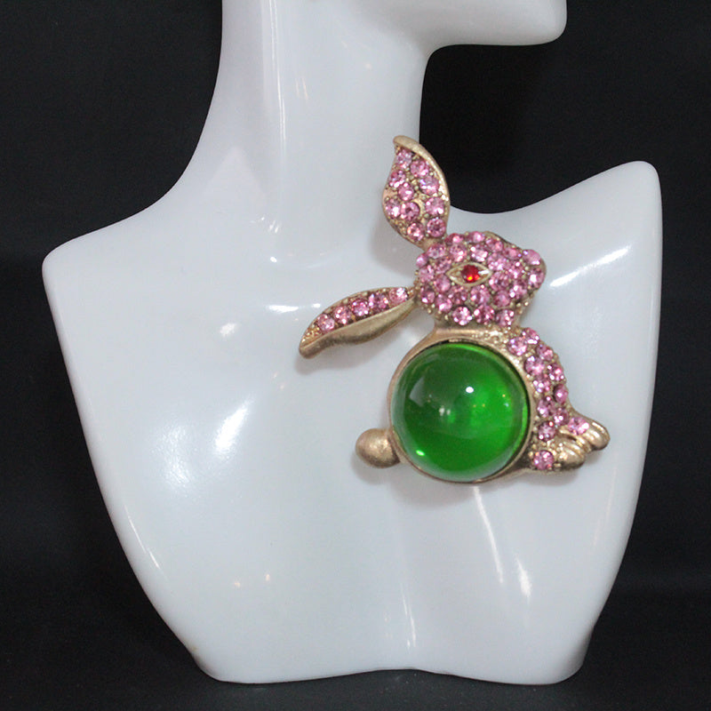 Elegant Bunny Brooch Pin Rhinestones Irregular Shape for Coats and Accessories