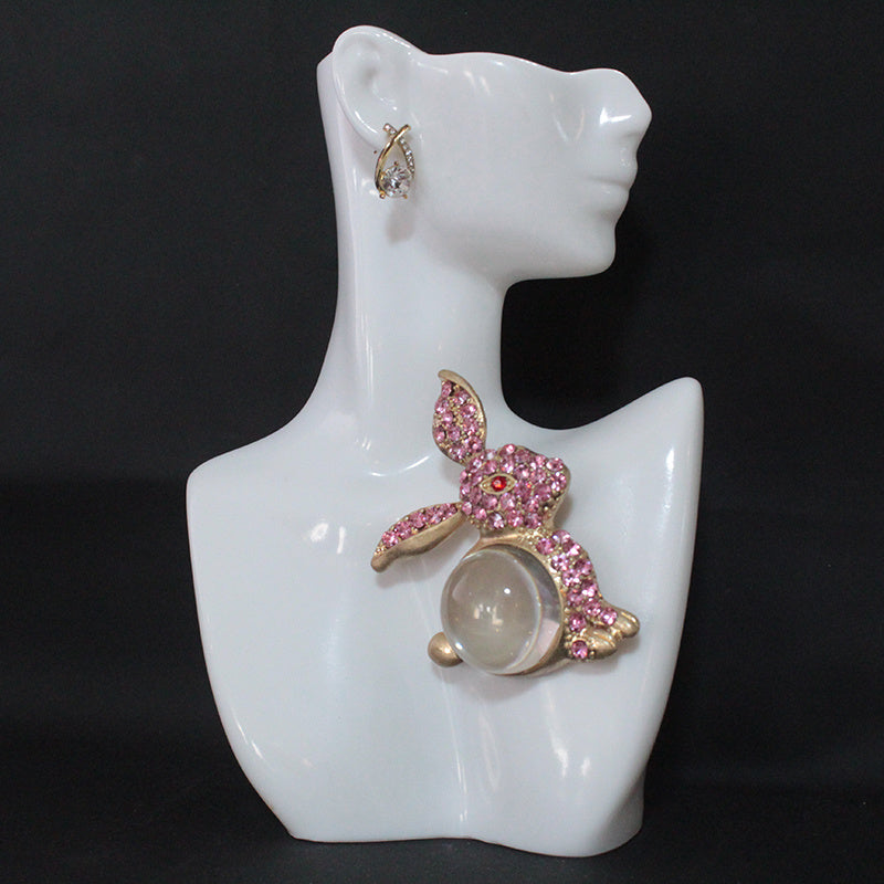 Elegant Bunny Brooch Pin Rhinestones Irregular Shape for Coats and Accessories