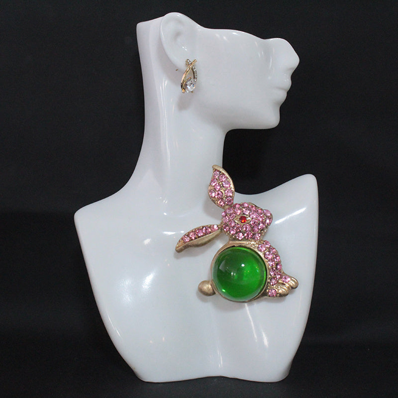 Elegant Bunny Brooch Pin Rhinestones Irregular Shape for Coats and Accessories