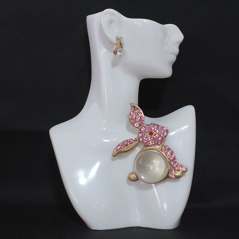 Elegant Bunny Brooch Pin Rhinestones Irregular Shape for Coats and Accessories