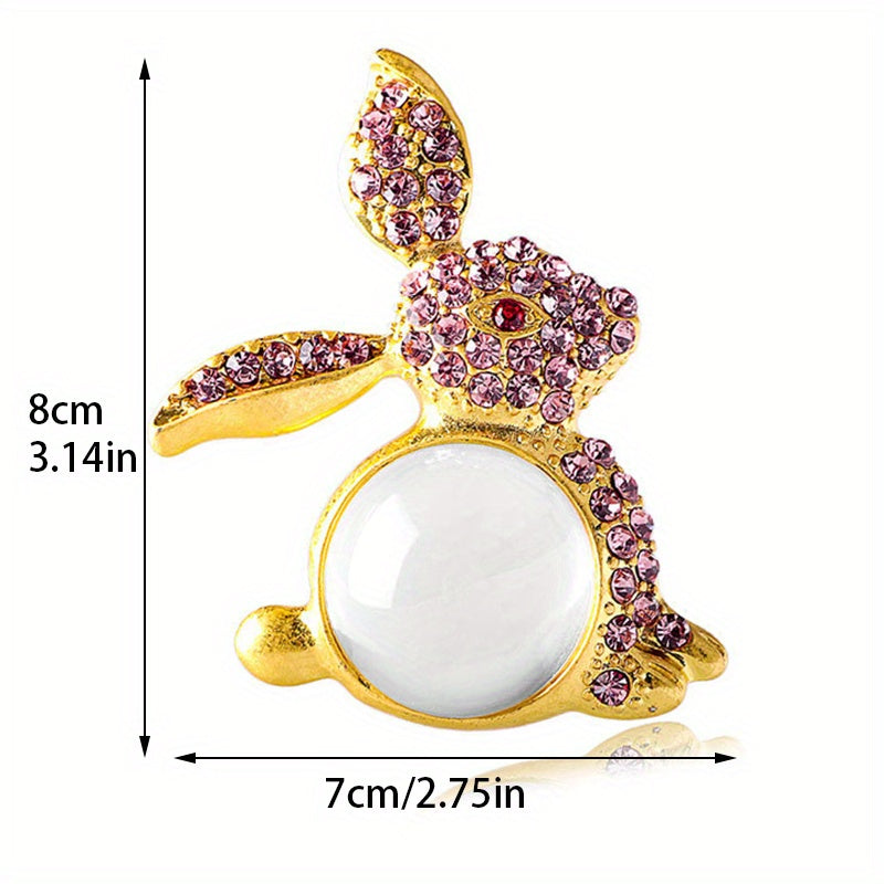 Elegant Bunny Brooch Pin Rhinestones Irregular Shape for Coats and Accessories