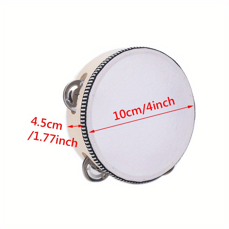 Wooden Tambourine with Metal Bells 4/6/8/10 Inch Handheld Percussion Instrument for Music and Parties