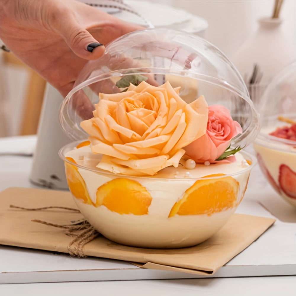 10 ta aniq doira shaklidagi mousse tort konteynerlari, ovqatga xavfsiz, pikniklar, lagerlar, tug'ilgan kunlar uchun