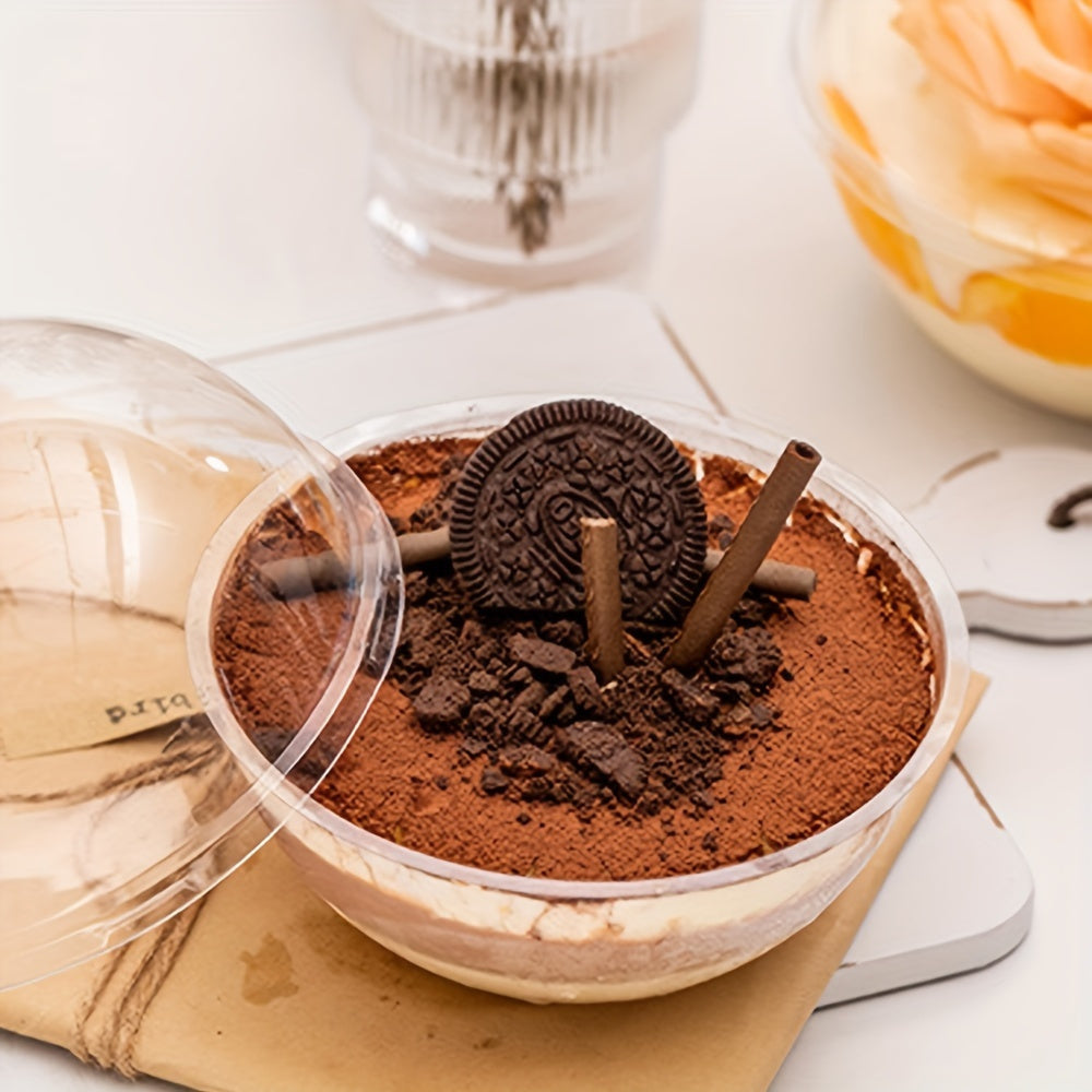 10 ta aniq doira shaklidagi mousse tort konteynerlari, ovqatga xavfsiz, pikniklar, lagerlar, tug'ilgan kunlar uchun