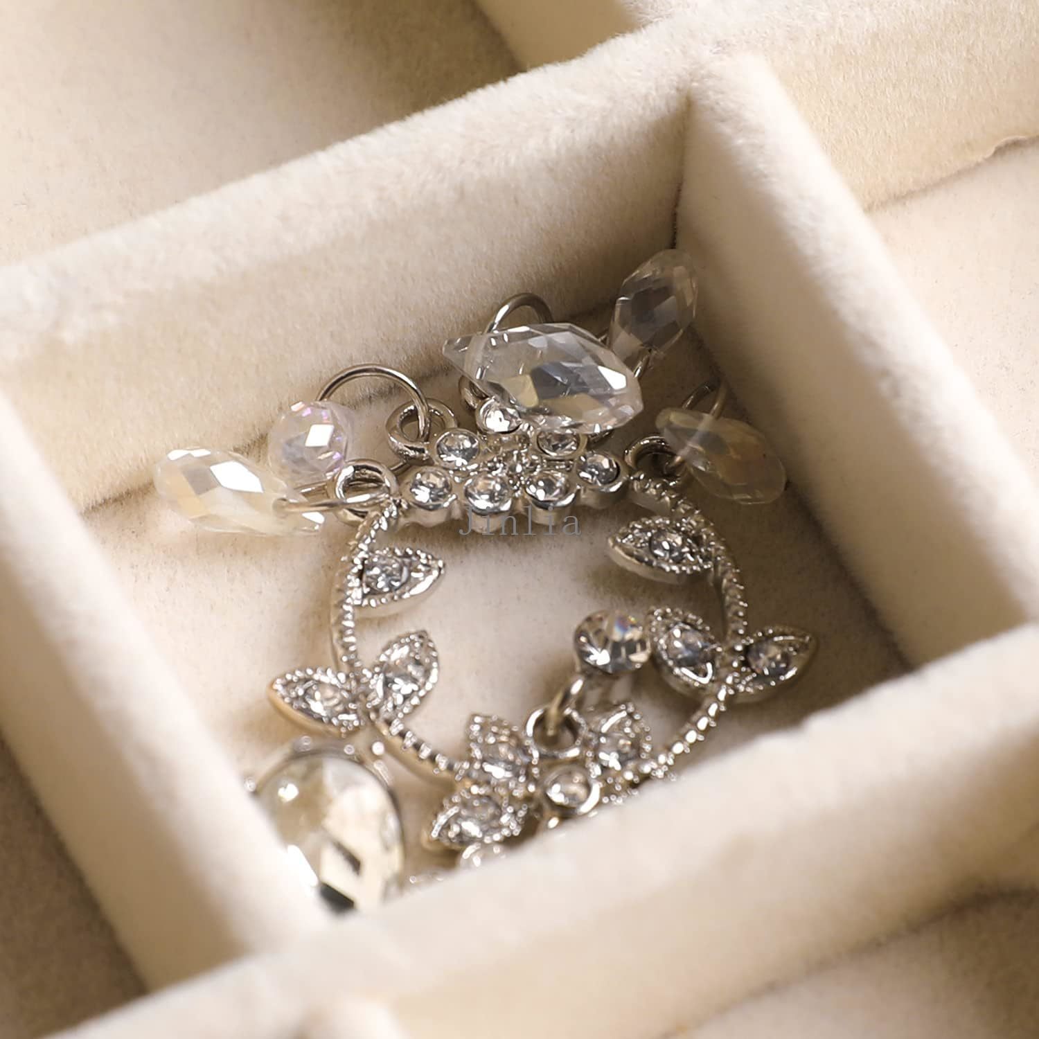 Juego de organizadores de bandejas de joyería de terciopelo, cuatro insertos apilables de gamuza para cajones para pendientes, anillos, collares