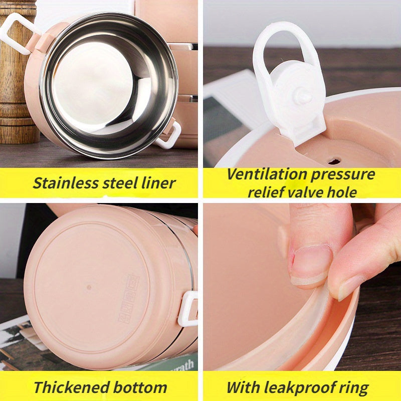 Insulated Stainless Steel Lunch Box Leakproof Bento with Pressure Relief Valve