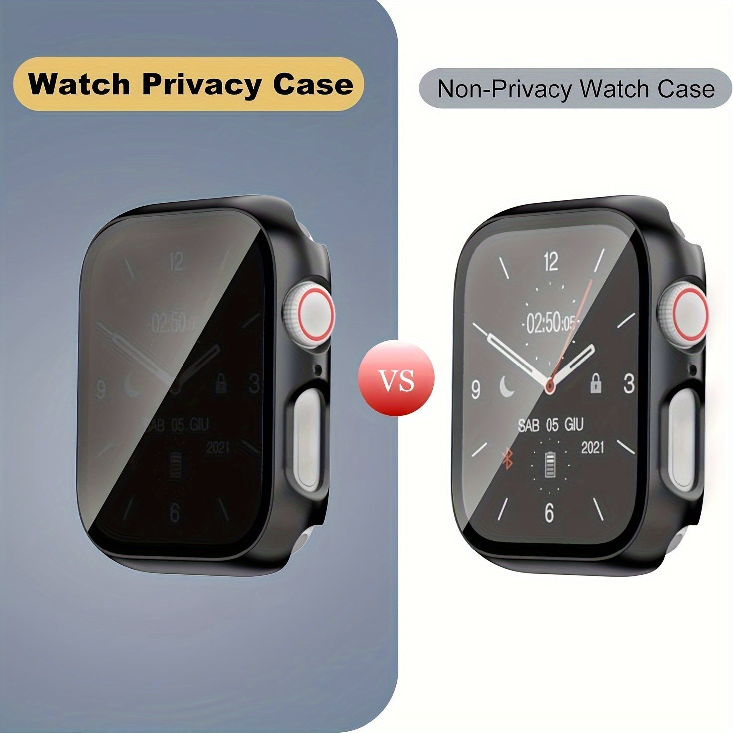Tempered Glass Smartwatch Case with Screen Protector for Apple Watch Series 4-10 Privacy Scratch Resistant