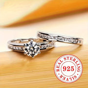 Ladies Silver Ring Set with Zirconia Stones for Engagement Wedding and Gift