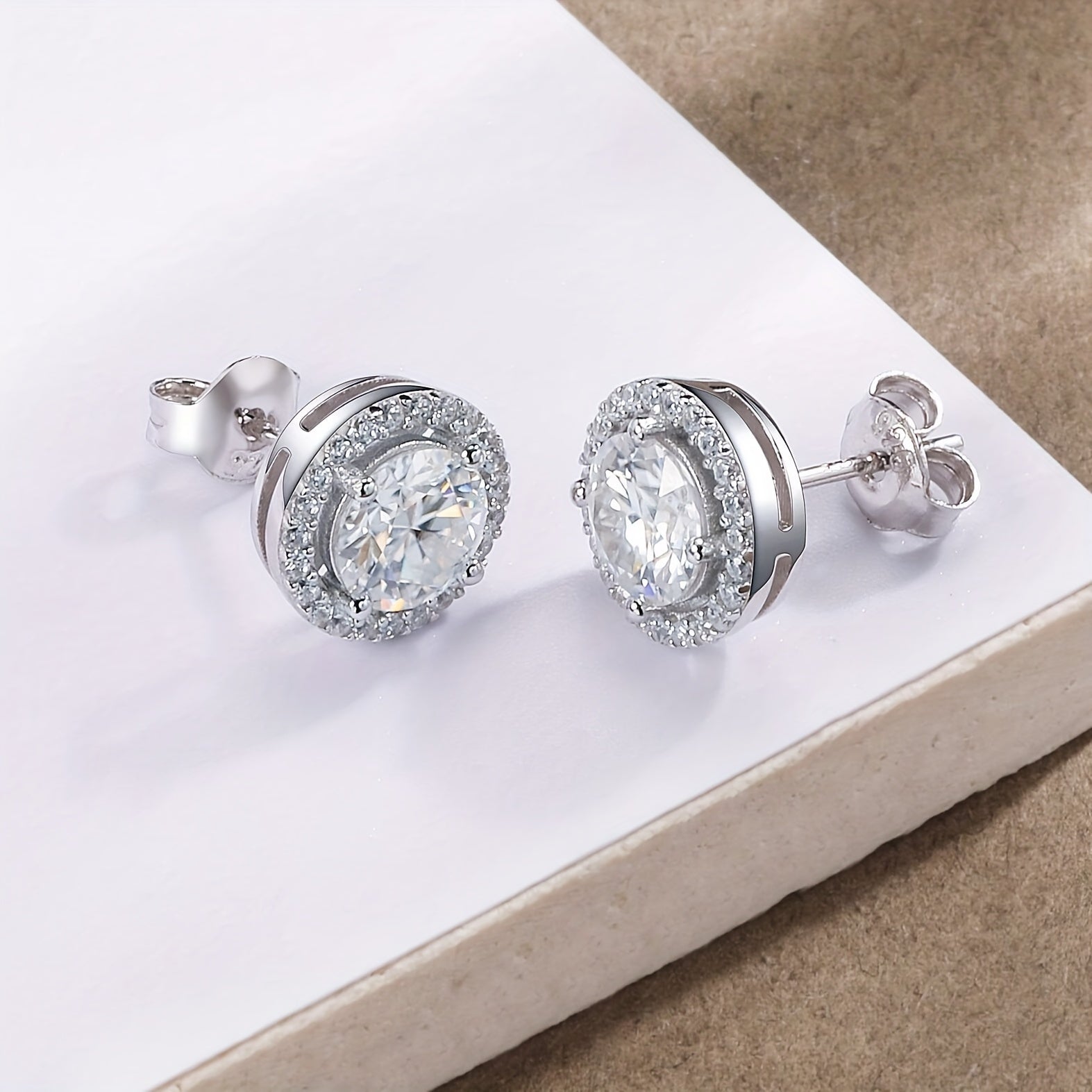 Moissanite Stud Earrings 0.5CT Sterling Silver 18K Gold Plated December Birthstone Gift