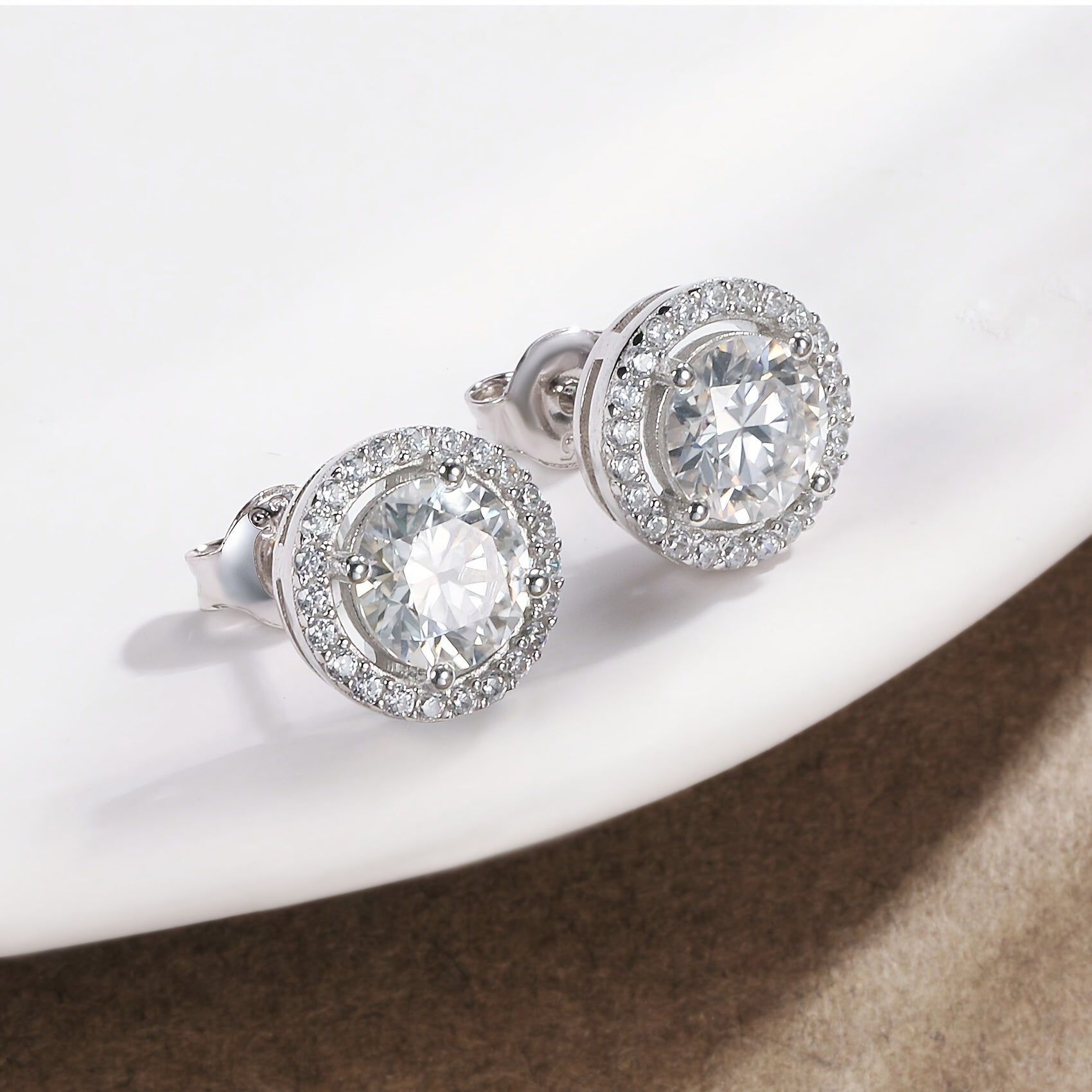 Moissanite Stud Earrings 0.5CT Sterling Silver 18K Gold Plated December Birthstone Gift
