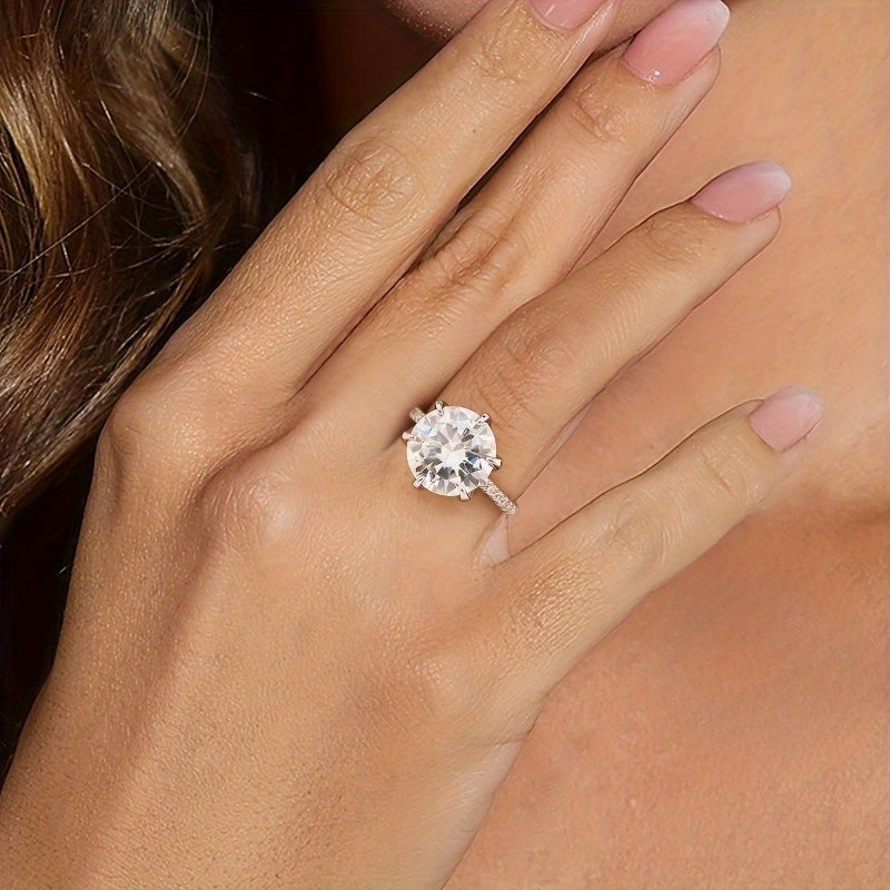 Moissanite Ring 5-10ct Round Cut Sterling Silver Gift for Her