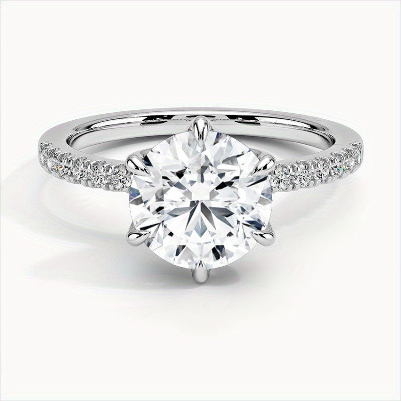 Moissanite Ring 5-10ct Round Cut Sterling Silver Gift for Her
