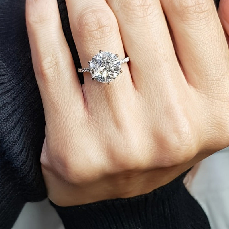 Кольцо из стерлингового серебра с моссанитом, покрытое 18K золотом, с круглым бриллиантом 5/10 карата, обручальное украшение