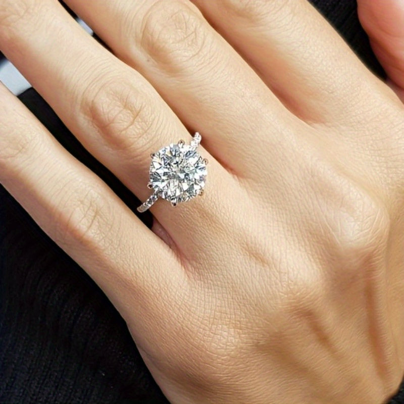 Кольцо из стерлингового серебра с моссанитом, покрытое 18K золотом, с круглым бриллиантом 5/10 карата, обручальное украшение