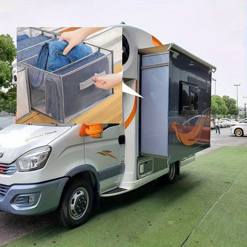 7-Grid Grey Wardrobe Organizer Mesh Storage for Jeans T-Shirts Folded Clothes