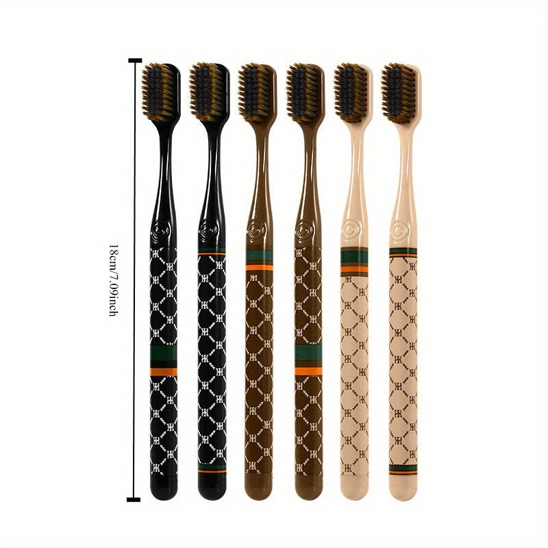 6-Piece Luxury Toothbrush Set with Microfiber Bristles Charcoal Infused Deep Cleaning Travel Friendly