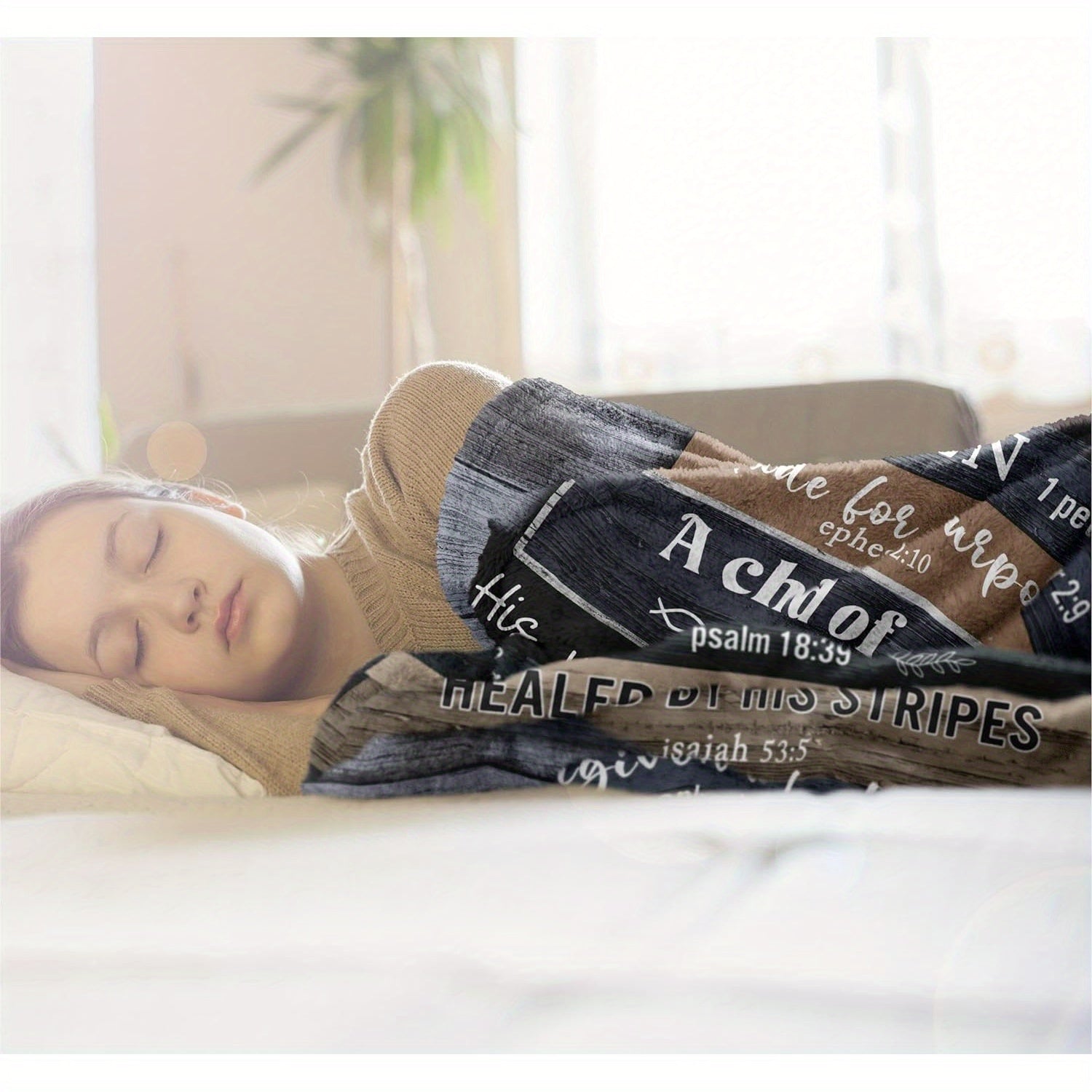 Yumshoq flanelda qulay nasroniy ko'rlak - Sadoqatli insonlar uchun ideal sovg'a, divan va yotoqda yil davomida foydalanish uchun ko'p maqsadli ko'rpa, klassik vintage dizayn