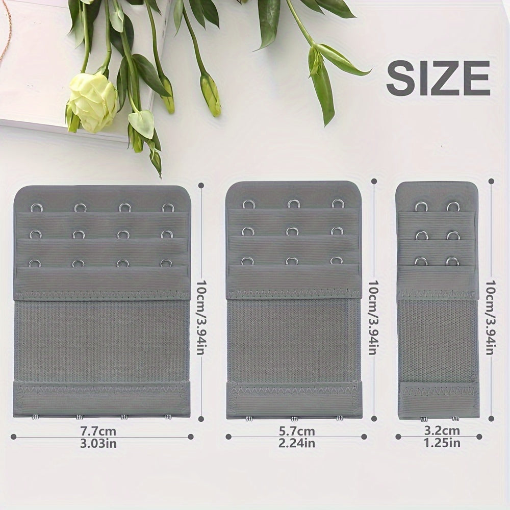 12 Pack Bra Extenders Adjustable 2/3/4 Hook Solid Polyester Knit Fabric for Comfortable Fit