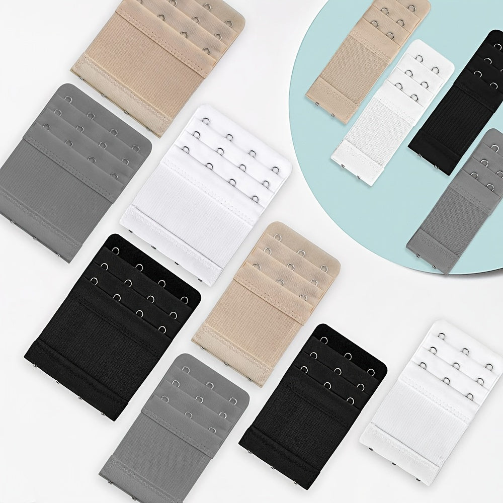 12 Pack Bra Extenders Adjustable 2/3/4 Hook Solid Polyester Knit Fabric for Comfortable Fit