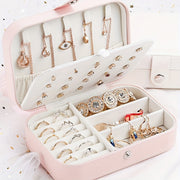Leather Jewelry Box with Lock, Fabric-Lined Organizer for Accessories