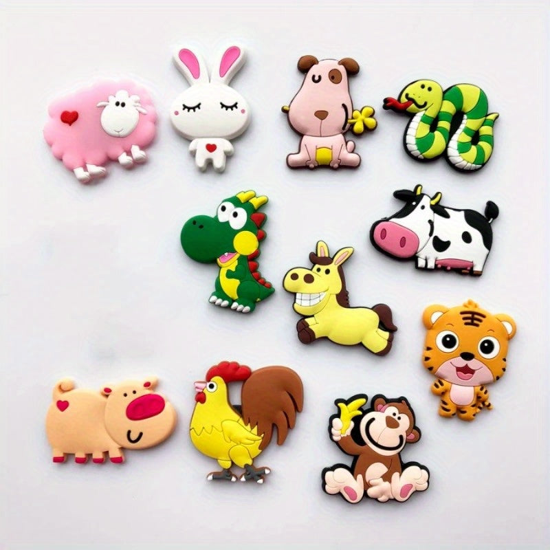 11 ta rang-barang multfilm hayvonlar muzlatgich magnitlari to'plami oshxona va ofis bezaklari uchun