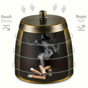 Outdoor Metal Ashtray Smokeless Windproof Rainproof Round Iron Patio Non-Slip Cigar