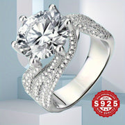 925 Silver Engagement Ring with Zirconia 3ct Moissanite Wedding Anniversary Gift