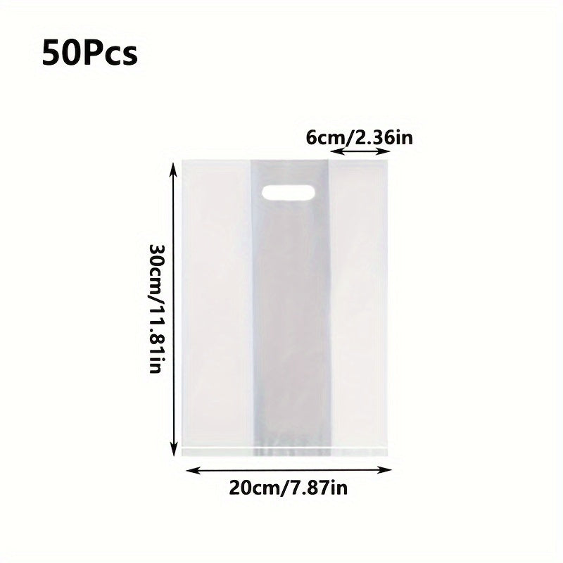 Set of 50 Clear Plastic Gift Bags with Handles for Food Packaging and Favors