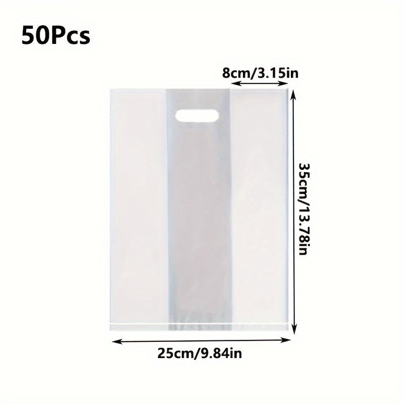 Set of 50 Clear Plastic Gift Bags with Handles for Food Packaging and Favors