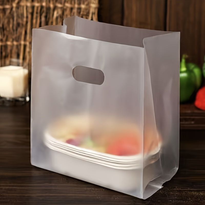 Set of 50 Clear Plastic Gift Bags with Handles for Food Packaging and Favors