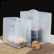 Set of 50 Clear Plastic Gift Bags with Handles for Food Packaging and Favors