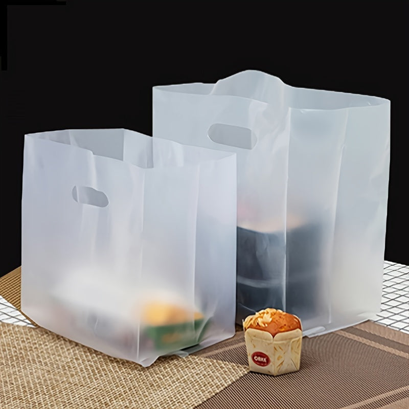 Set of 50 Clear Plastic Gift Bags with Handles for Food Packaging and Favors