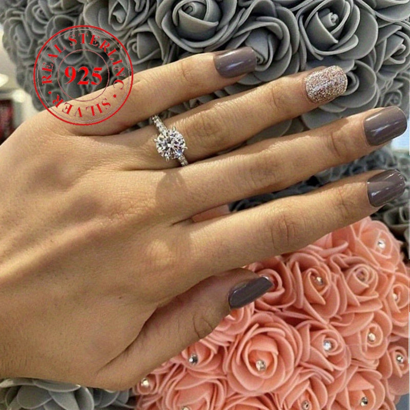 Sterling Silver Wedding Band Set 2-Piece Stackable CZ Stones Engagement Bridal Jewelry