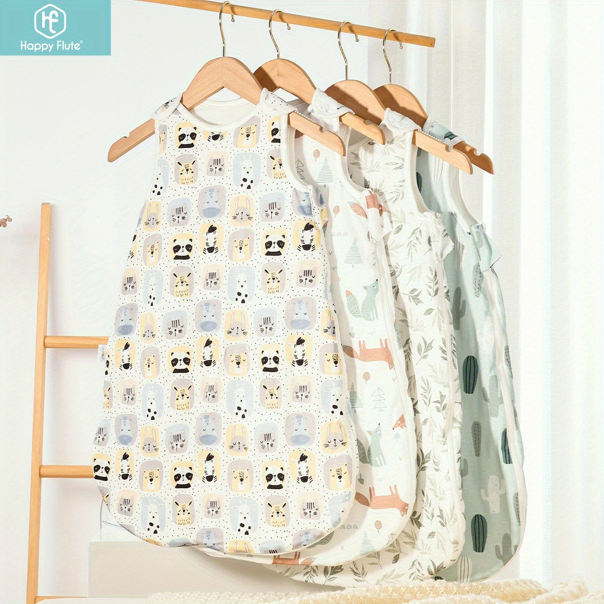 Спальный мешок для малышей без рукавов из хлопка и бамбука, до 3 лет, с животным принтом и двухсторонней молнией