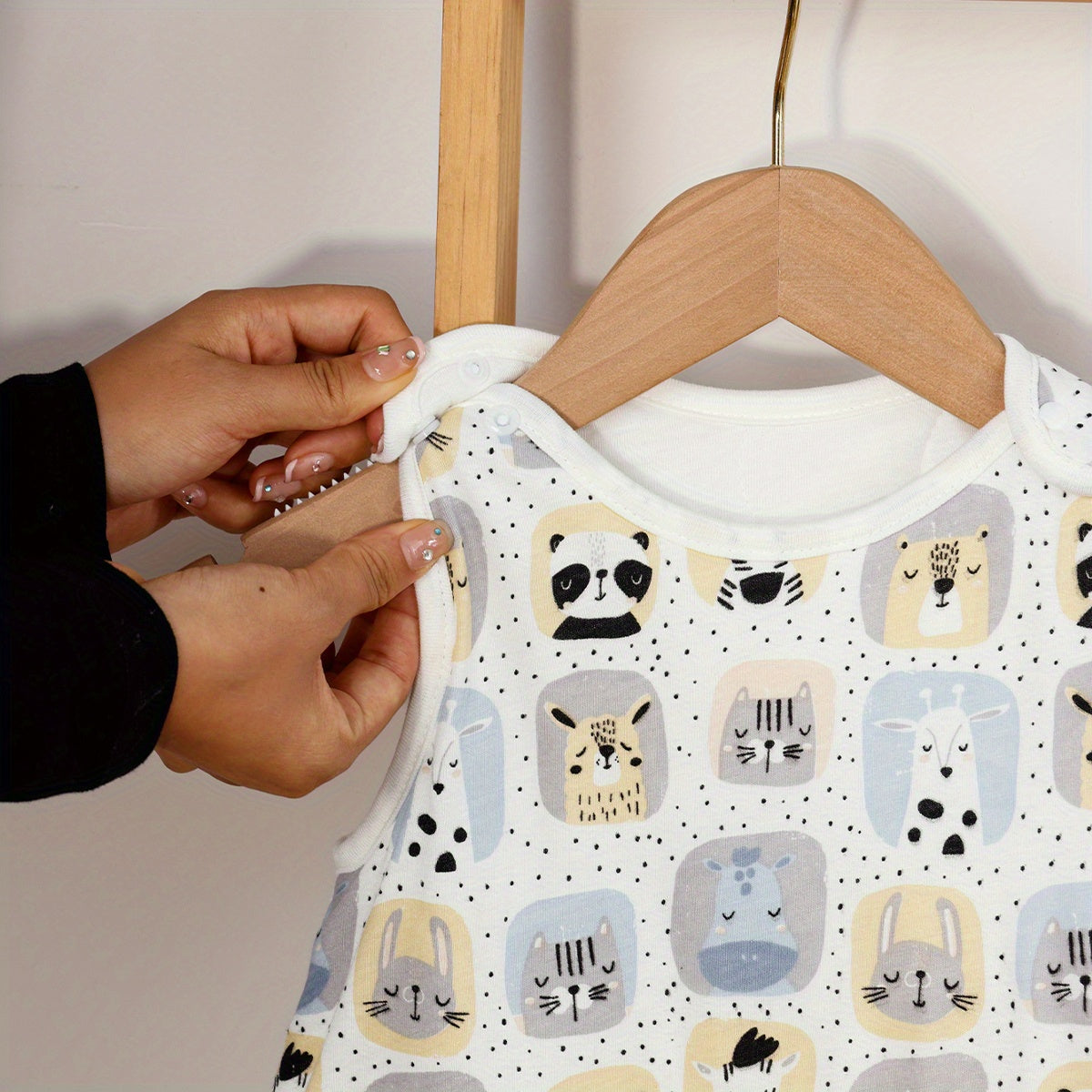 Bolalar uchun uyqu sumkasi, qo'ymaydigan paxta bambuk, 3 yoshgacha, hayvonlar bosimi, ikki tomonlama yivli zippersi bilan