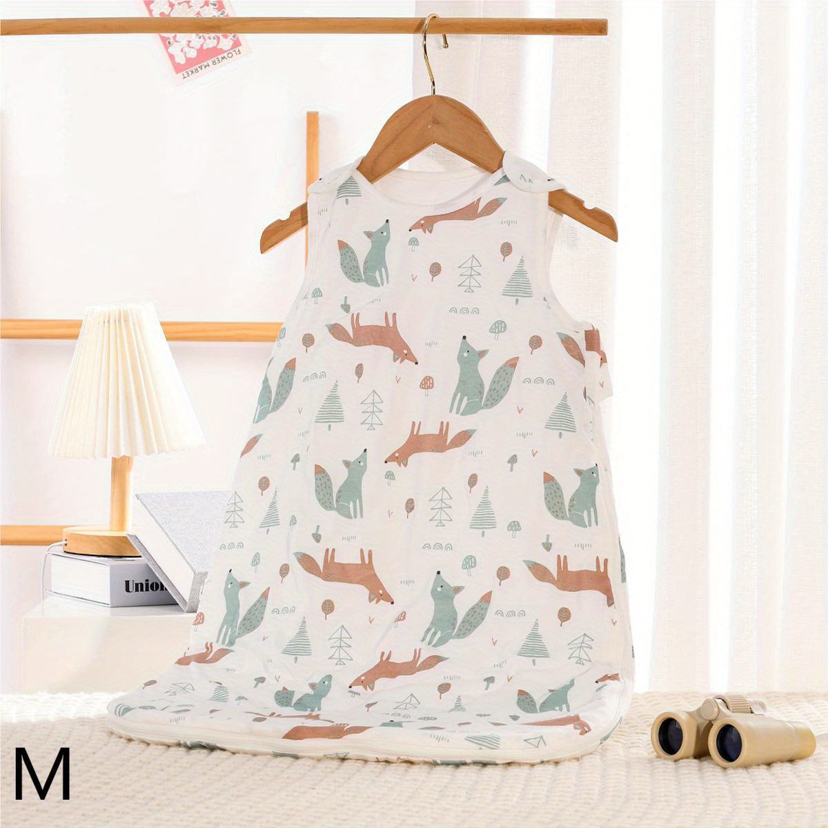 Bolalar uchun uyqu sumkasi, qo'ymaydigan paxta bambuk, 3 yoshgacha, hayvonlar bosimi, ikki tomonlama yivli zippersi bilan