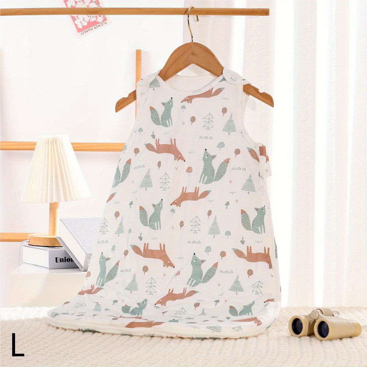 Bolalar uchun uyqu sumkasi, qo'ymaydigan paxta bambuk, 3 yoshgacha, hayvonlar bosimi, ikki tomonlama yivli zippersi bilan