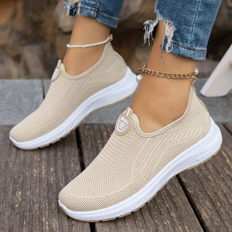 Women's Mesh Slip-On Casual Sneakers with Round Toe Low Top Breathable Fabric Sole