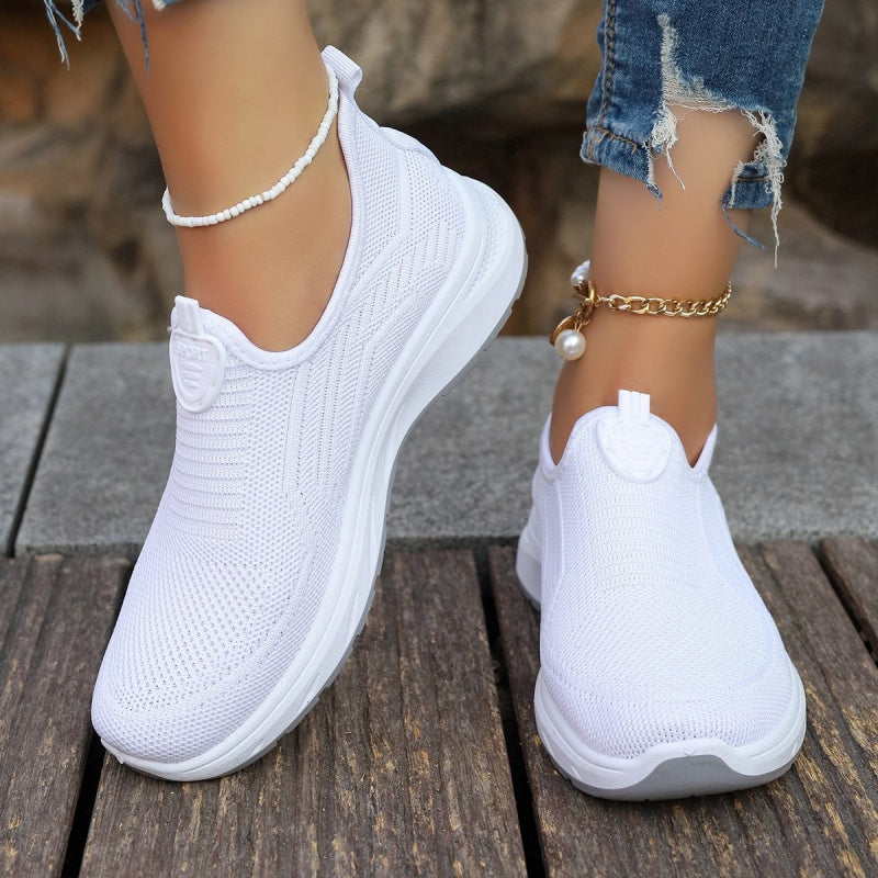 Women's Mesh Slip-On Casual Sneakers with Round Toe Low Top Breathable Fabric Sole
