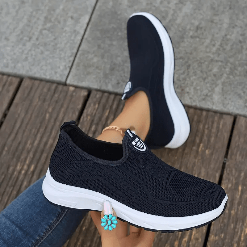 Women's Mesh Slip-On Casual Sneakers with Round Toe Low Top Breathable Fabric Sole