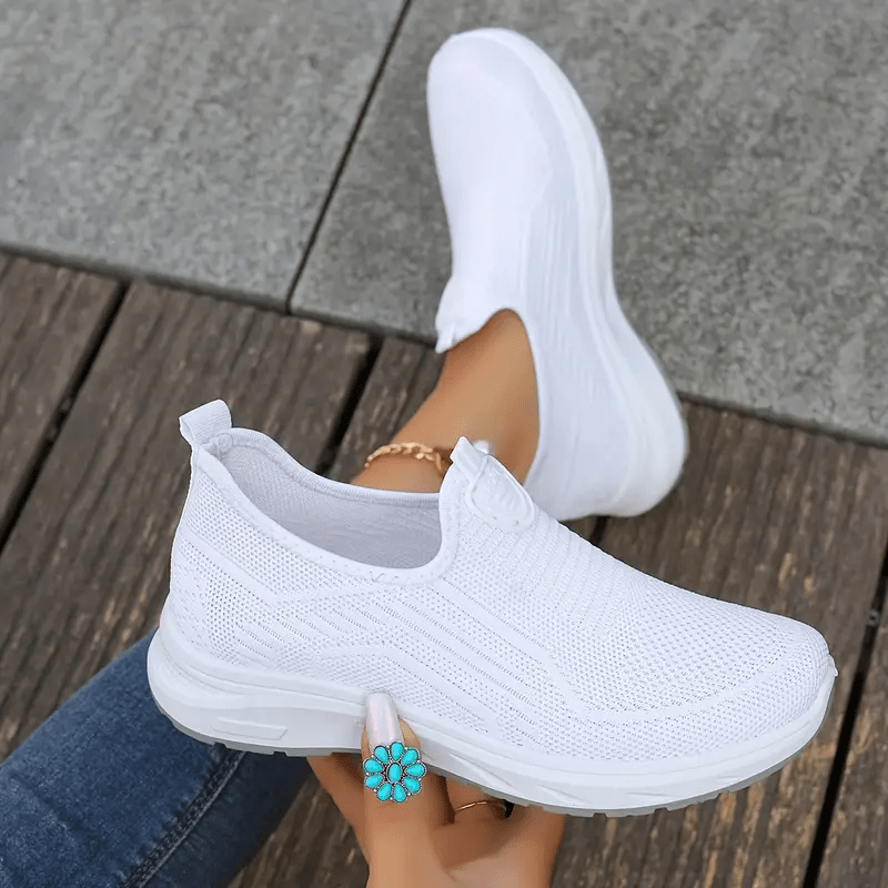 Women's Mesh Slip-On Casual Sneakers with Round Toe Low Top Breathable Fabric Sole