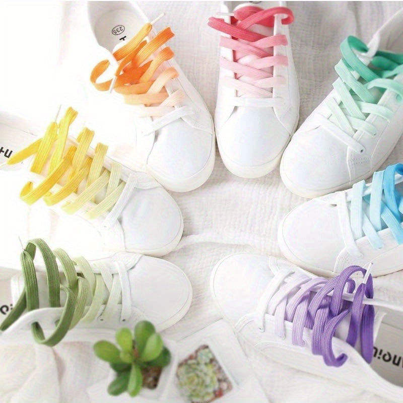 Unisex Polyester Rainbow Shoelaces Athletic Casual Canvas Sneaker Laces