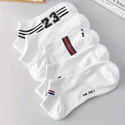 Men's Low Cut Crew Socks 5 Pairs Breathable Polyester Casual Outdoor Sports