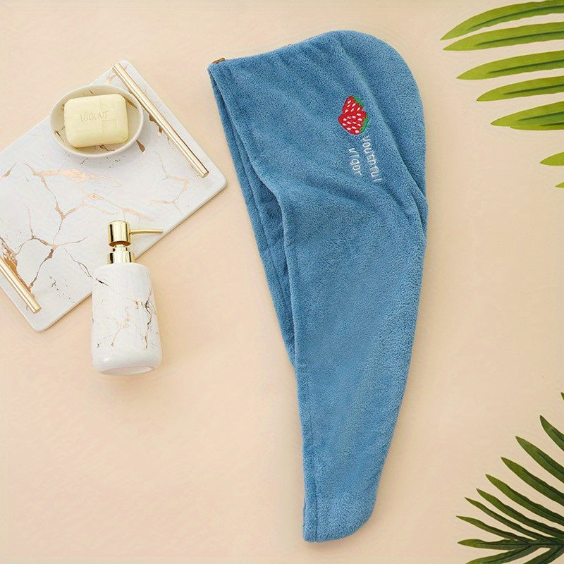 Rainbow Embroidered Hair Towel with Button Soft Absorbent Quick-Drying Wrap for Women