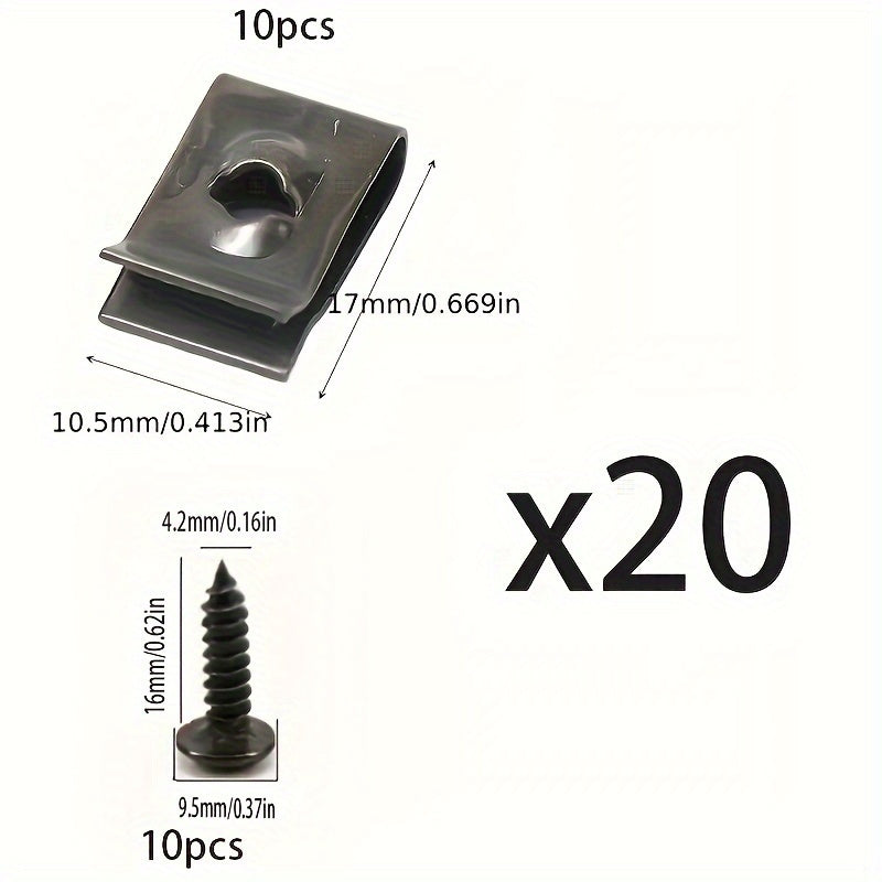 20pcs Car Interior Fastener Clips Durable Plastic Secure Seat Bumper Guard