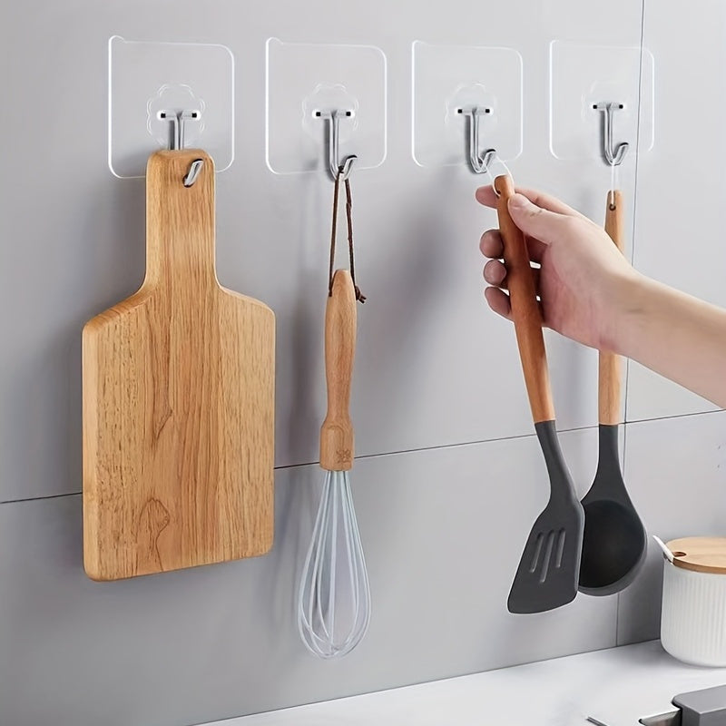 10-Pack Waterproof Plastic Wall Hooks for Bathroom and Kitchen Storage