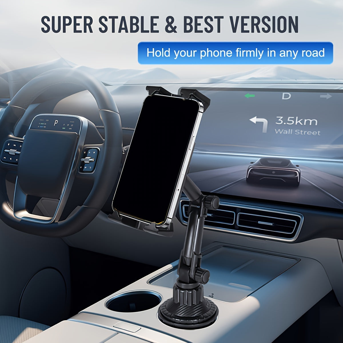 Universal Car Mount for Tablets and Phones Rotatable Cup Holder Adapter