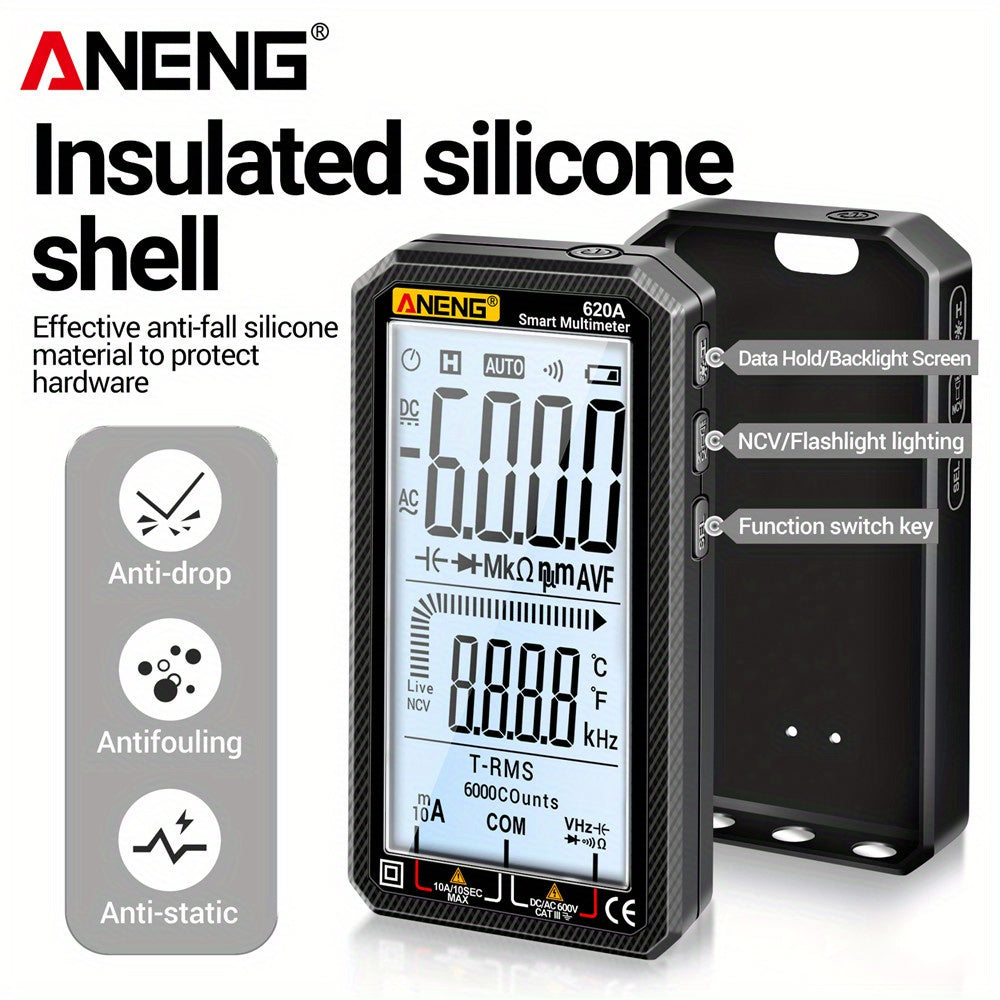 High Precision Digital Multimeter 6000 Counts Auto-Ranging for Voltage Resistance Temperature