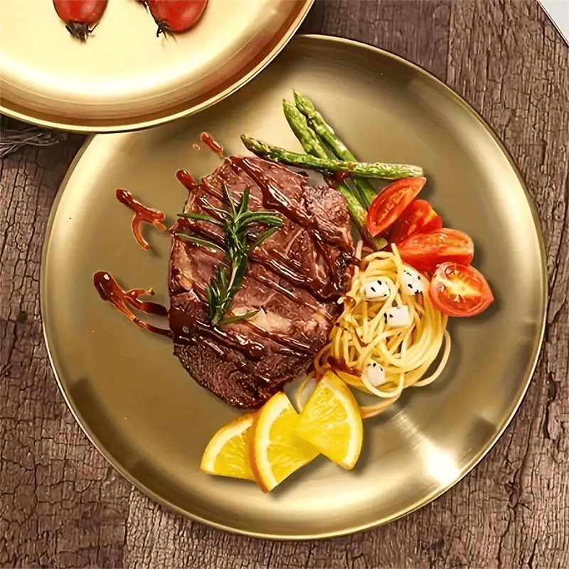 Stainless Steel Plates Set for Snacks Camping BBQ Steak Dishwasher Safe