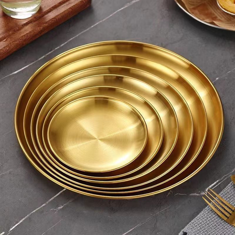 Stainless Steel Plates Set for Snacks Camping BBQ Steak Dishwasher Safe